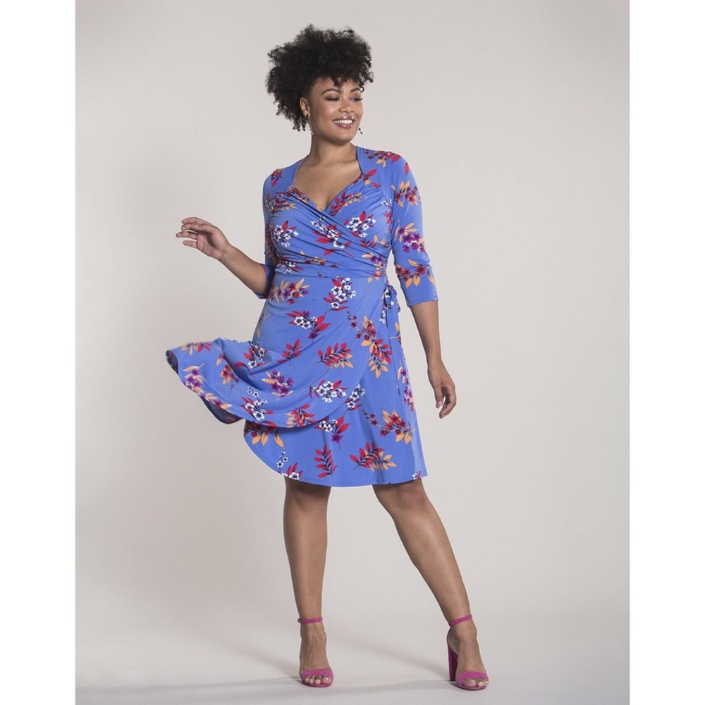 Leota sweetheart wrap dress in malibu ultramarine
